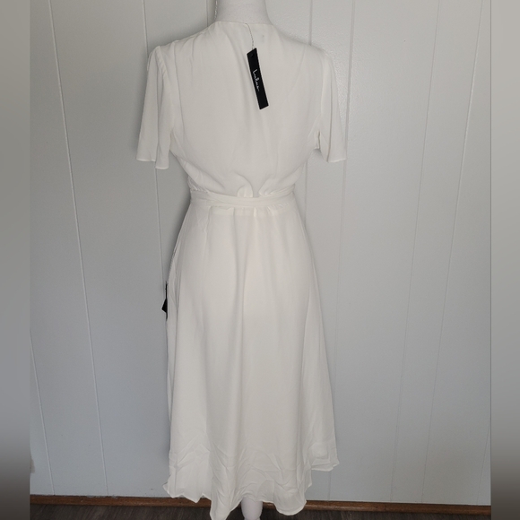 NWT Lulus Rise To The Occasion Wrap Dress White Bridal Shower Party V Veck SM - Picture 10 of 14